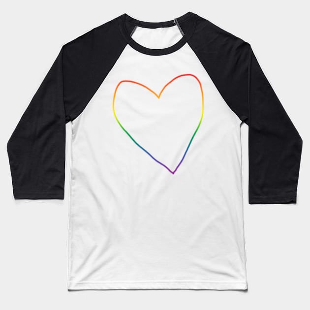 Pride Gradient Heart Line Valentines Day Baseball T-Shirt by ellenhenryart